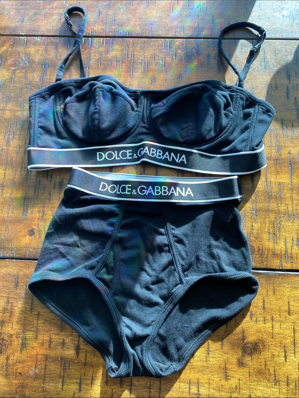 Dolce & Gabbana Black Logo Bralette with High-Waist Brief